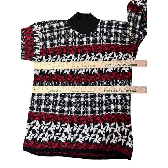 Vintage American Pride Sweater Womens L Red Black White Knit USA Made Used 80/90 - Picture 9 of 12